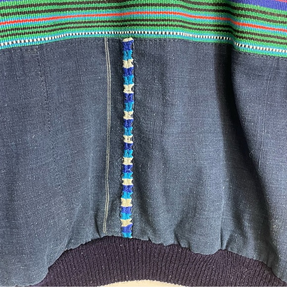 Vintage Multicolor Unisex Guatemalan Purple, Blue, and Green Bomber Style Jacket - Picture 11 of 16